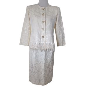 JEFFREY AND DARA FLORAL BROCADE JACKET/SKIRT SET  SIZE 7/8